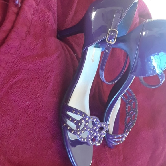 Annie Purple heels open toes ankle strap - Picture 2 of 4